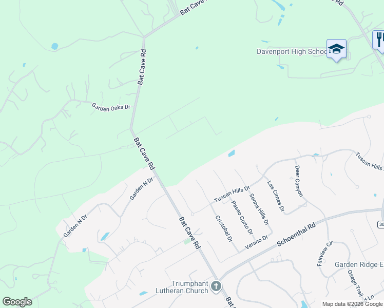 map of restaurants, bars, coffee shops, grocery stores, and more near 22420 Bat Cave Road in San Antonio