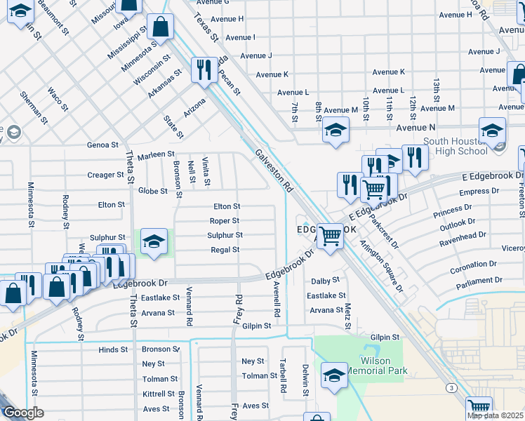 map of restaurants, bars, coffee shops, grocery stores, and more near 506 Elton Street in Houston