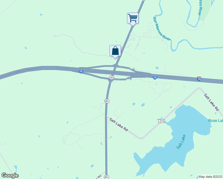 map of restaurants, bars, coffee shops, grocery stores, and more near 2257 Texas 80 in Luling