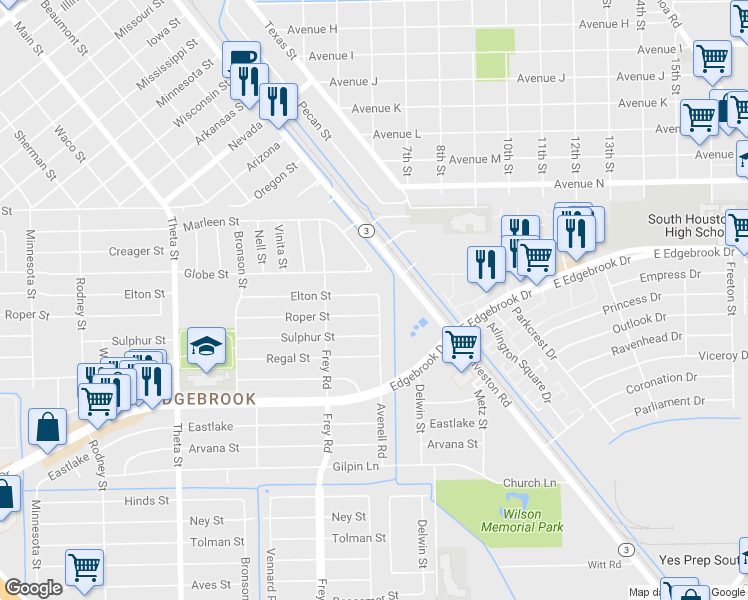 map of restaurants, bars, coffee shops, grocery stores, and more near 506 Elton Street in Houston