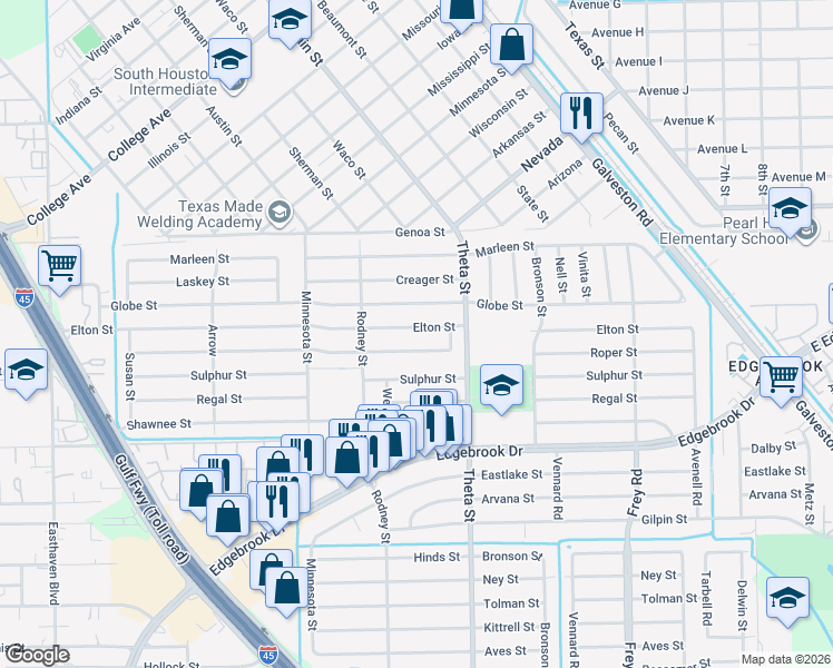 map of restaurants, bars, coffee shops, grocery stores, and more near 838 Elton St in Houston