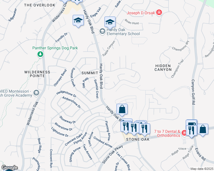 map of restaurants, bars, coffee shops, grocery stores, and more near 206 Verde Oak in San Antonio