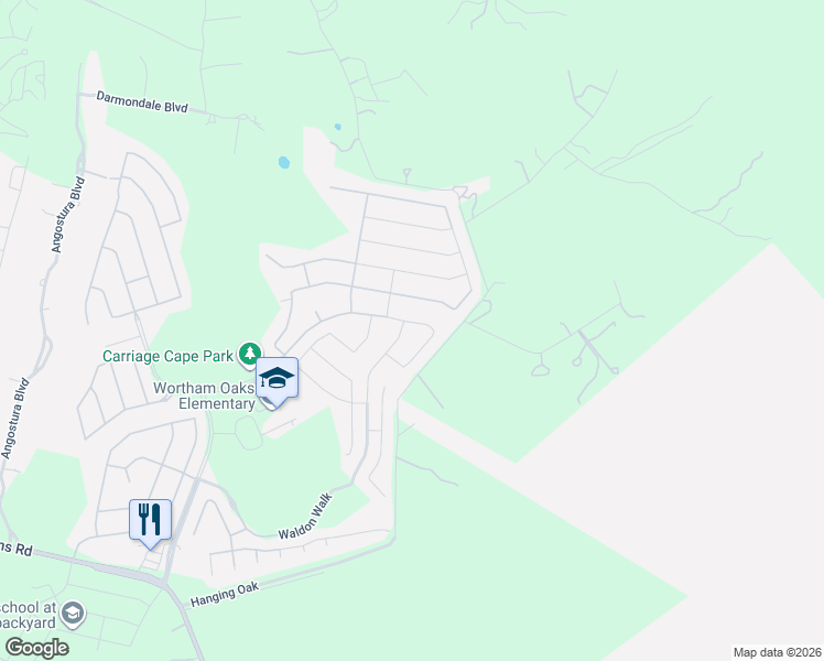 map of restaurants, bars, coffee shops, grocery stores, and more near 22235 Waldon Vale in San Antonio