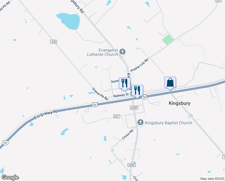 map of restaurants, bars, coffee shops, grocery stores, and more near 553 Guadalupe Street in Kingsbury