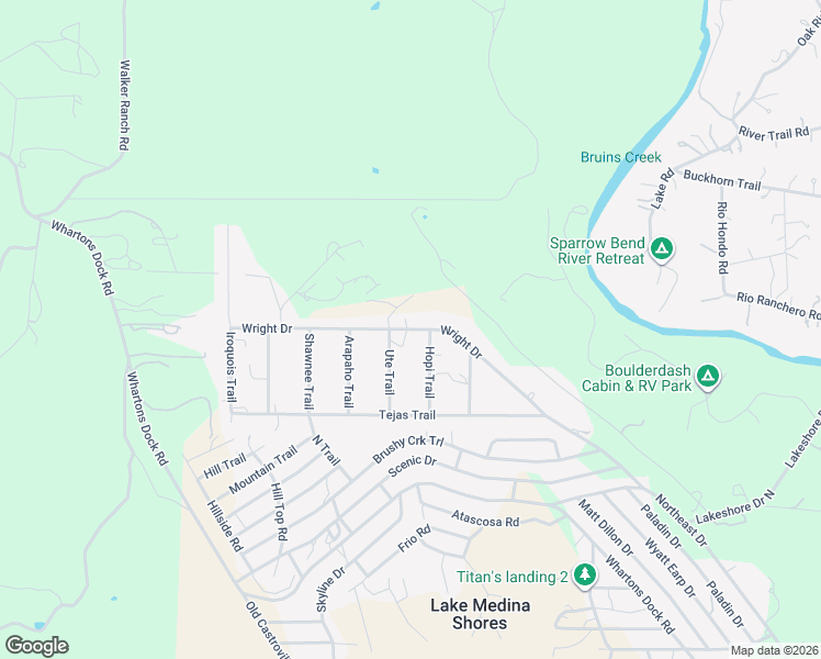 map of restaurants, bars, coffee shops, grocery stores, and more near 777 Wright Drive in Bandera