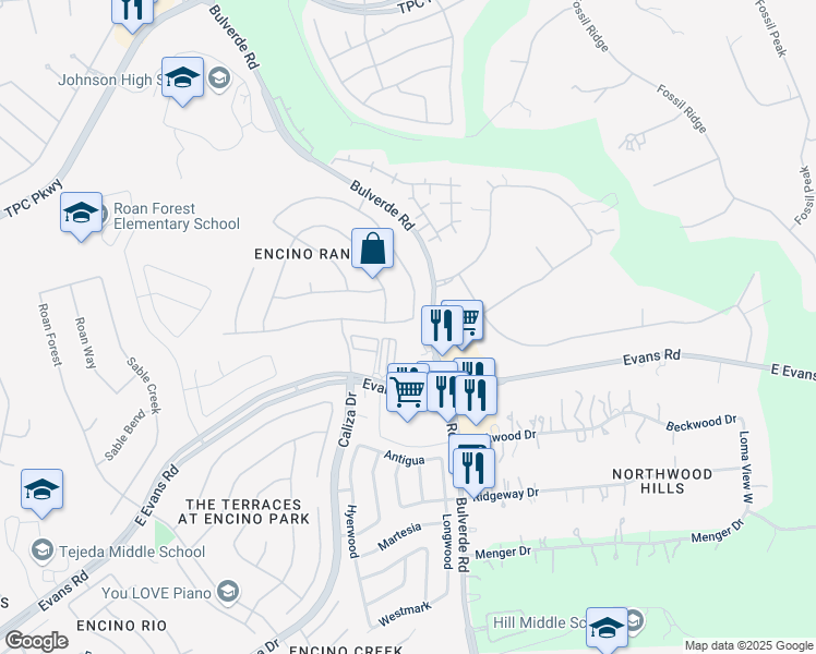 map of restaurants, bars, coffee shops, grocery stores, and more near 3510 Navasota Circle in San Antonio