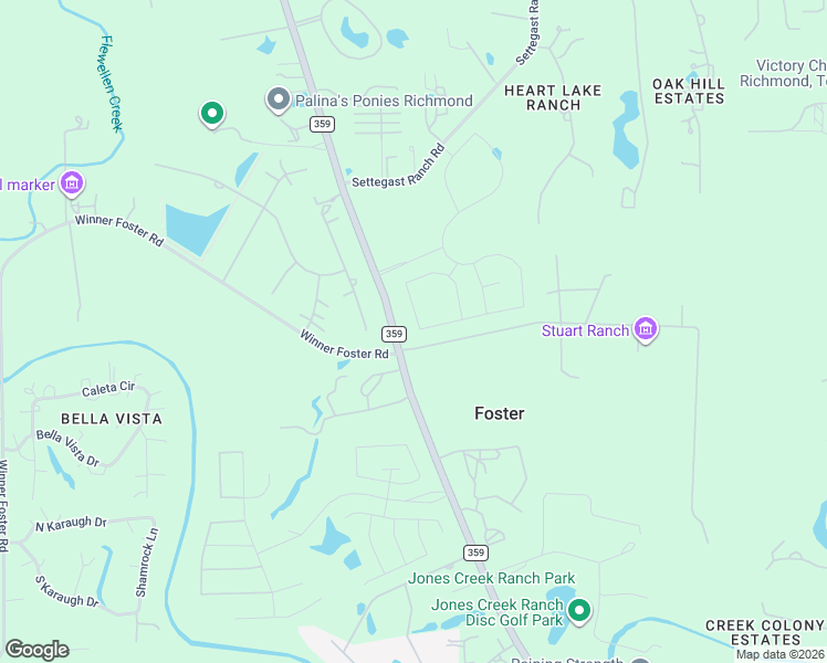 map of restaurants, bars, coffee shops, grocery stores, and more near 8124-8398 Farm to Market 359 in Richmond