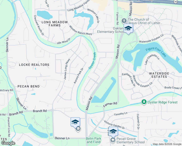 map of restaurants, bars, coffee shops, grocery stores, and more near 20630 Long Way Trace in Richmond