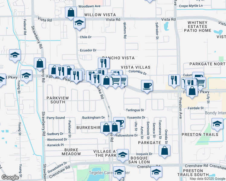 map of restaurants, bars, coffee shops, grocery stores, and more near 4118 Fairmont Parkway in Pasadena