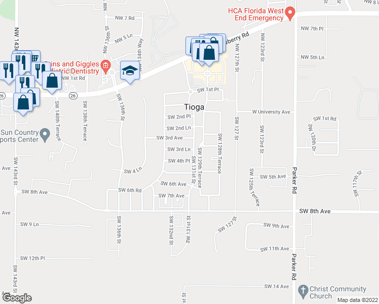 map of restaurants, bars, coffee shops, grocery stores, and more near 13147 Southwest 3rd Avenue in Newberry