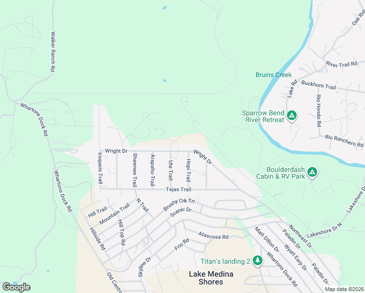 map of restaurants, bars, coffee shops, grocery stores, and more near 760 Wright Drive in Bandera