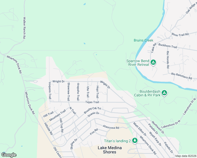 map of restaurants, bars, coffee shops, grocery stores, and more near 760 Wright Drive in Bandera