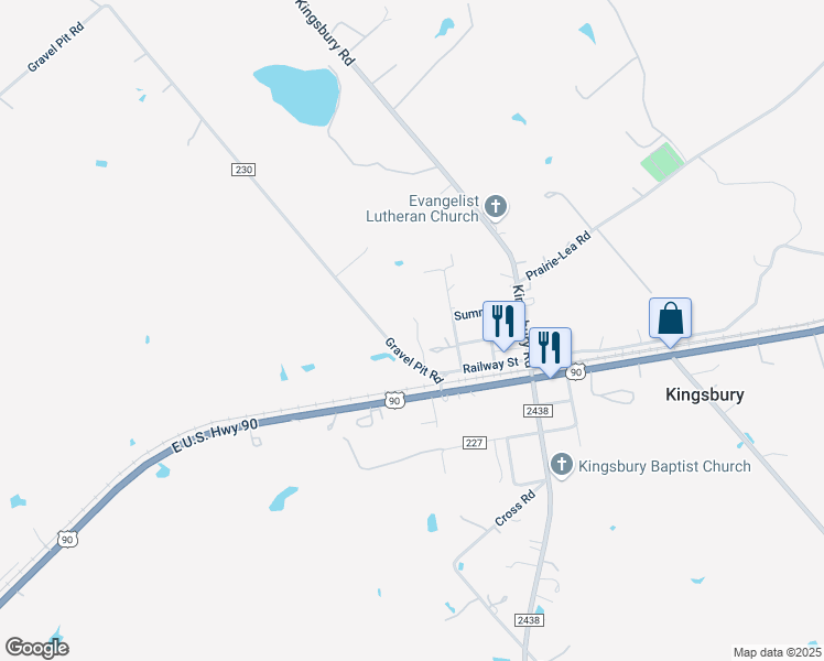 map of restaurants, bars, coffee shops, grocery stores, and more near 553 Guadalupe Street in Kingsbury