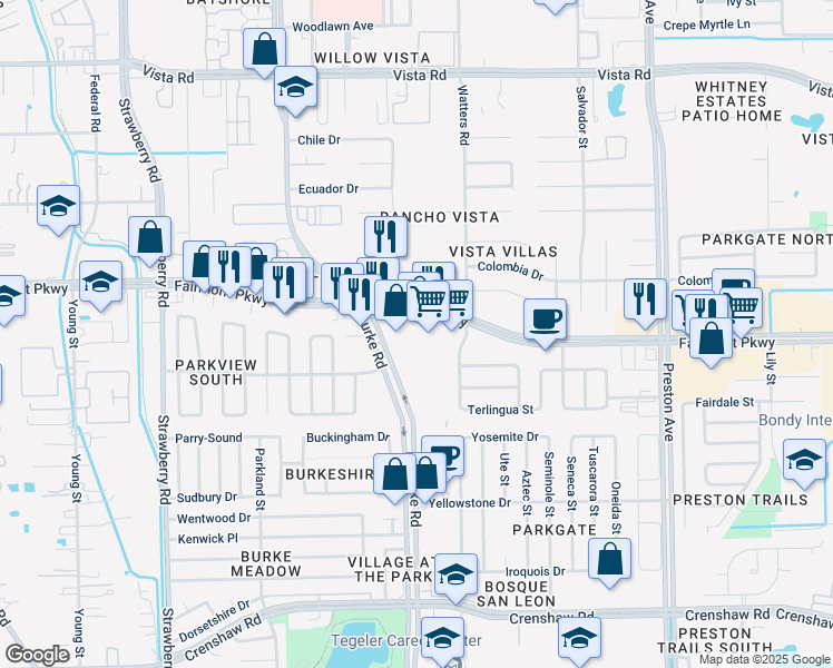 map of restaurants, bars, coffee shops, grocery stores, and more near 4118 Fairmont Parkway in Pasadena