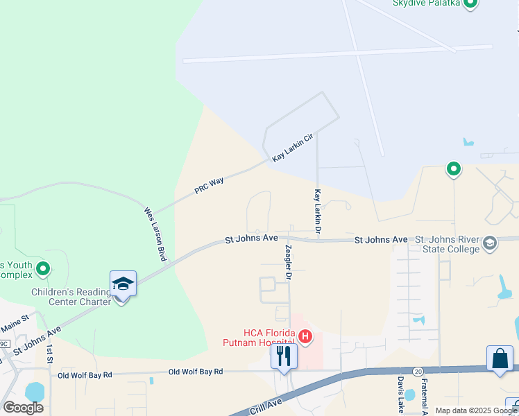 map of restaurants, bars, coffee shops, grocery stores, and more near 6710-APT Saint Johns Avenue in Palatka