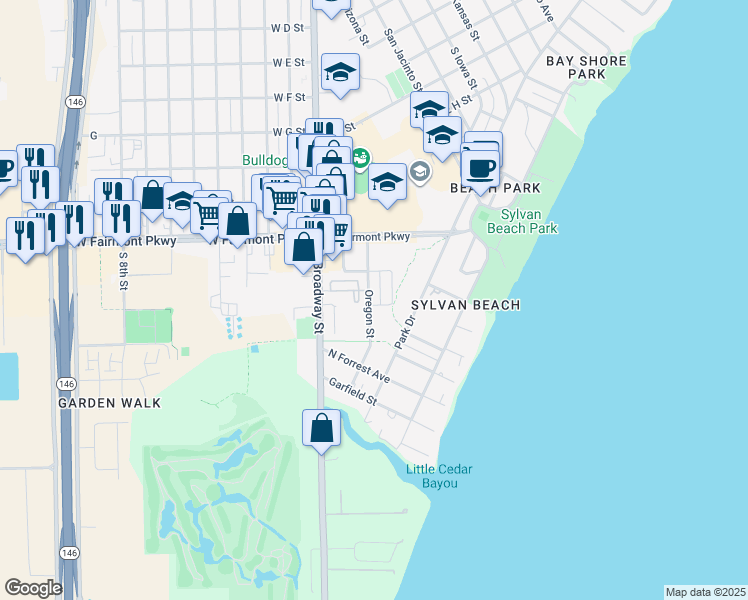 map of restaurants, bars, coffee shops, grocery stores, and more near 1229 Oregon Street in La Porte