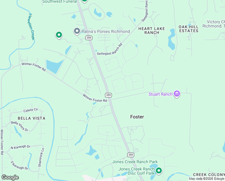 map of restaurants, bars, coffee shops, grocery stores, and more near 8400-8496 Farm to Market 359 in Richmond