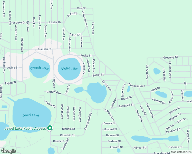 map of restaurants, bars, coffee shops, grocery stores, and more near 202 Susan Street in Interlachen