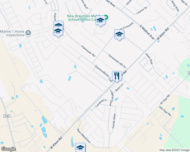 map of restaurants, bars, coffee shops, grocery stores, and more near 2609 McCrae in New Braunfels