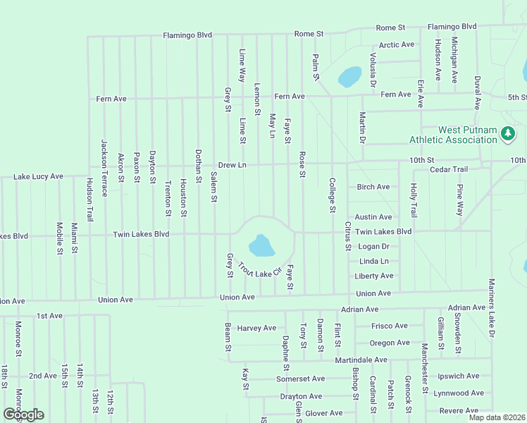 map of restaurants, bars, coffee shops, grocery stores, and more near 1706 Twin Lakes Boulevard in Interlachen