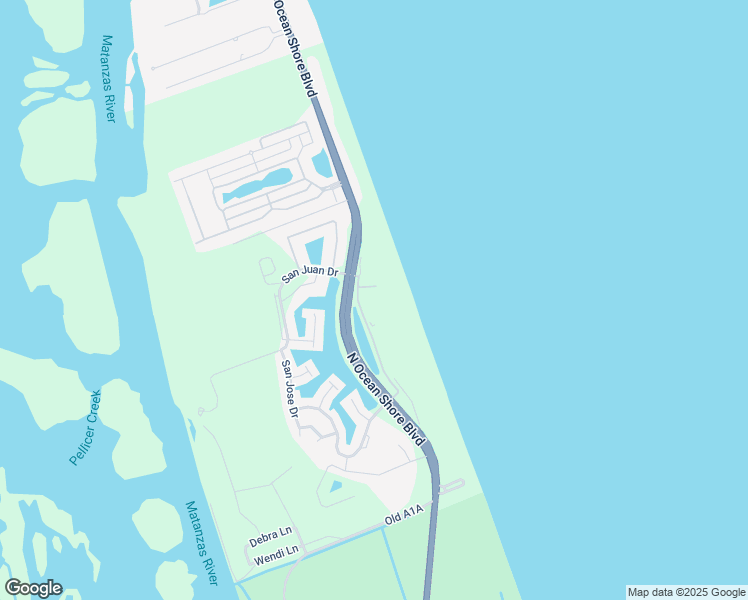 map of restaurants, bars, coffee shops, grocery stores, and more near 104 Surfview Drive in Palm Coast
