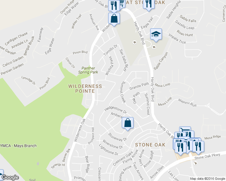 map of restaurants, bars, coffee shops, grocery stores, and more near 22346 Chimayo Bend in San Antonio