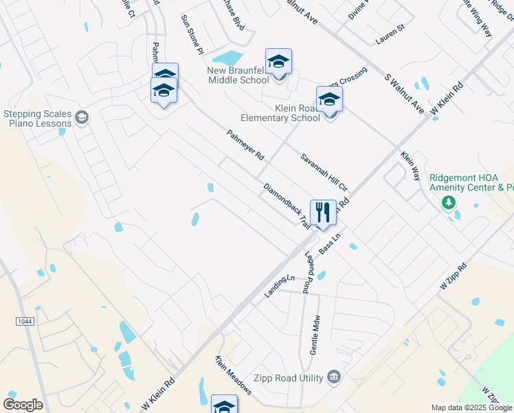 map of restaurants, bars, coffee shops, grocery stores, and more near 2609 McCrae in New Braunfels