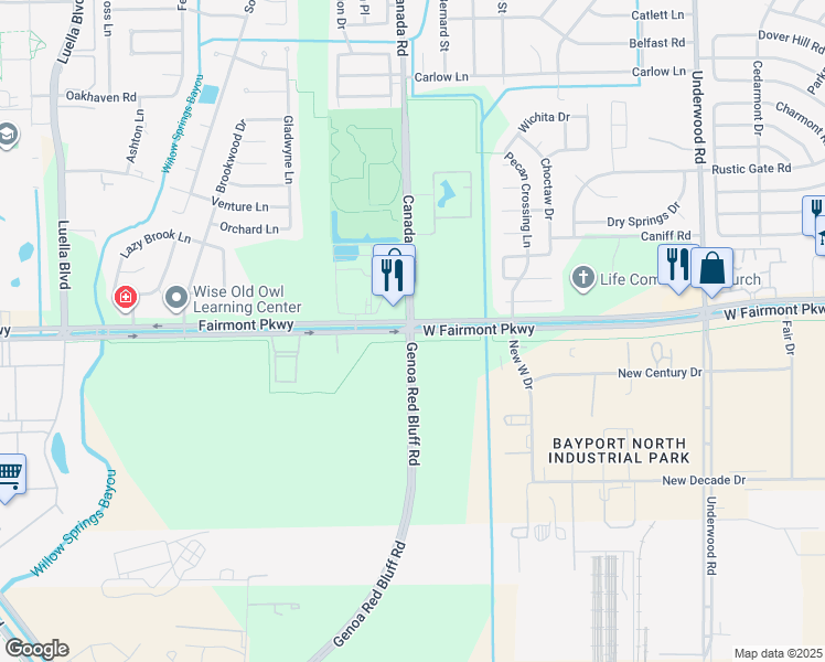 map of restaurants, bars, coffee shops, grocery stores, and more near 7954 West Fairmont Parkway in La Porte