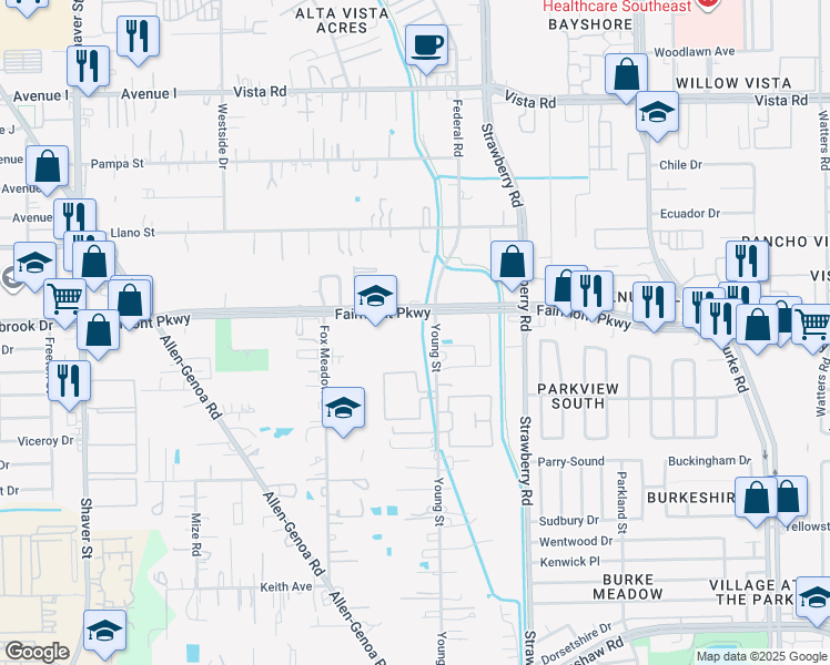 map of restaurants, bars, coffee shops, grocery stores, and more near 4020 Young Street in Pasadena