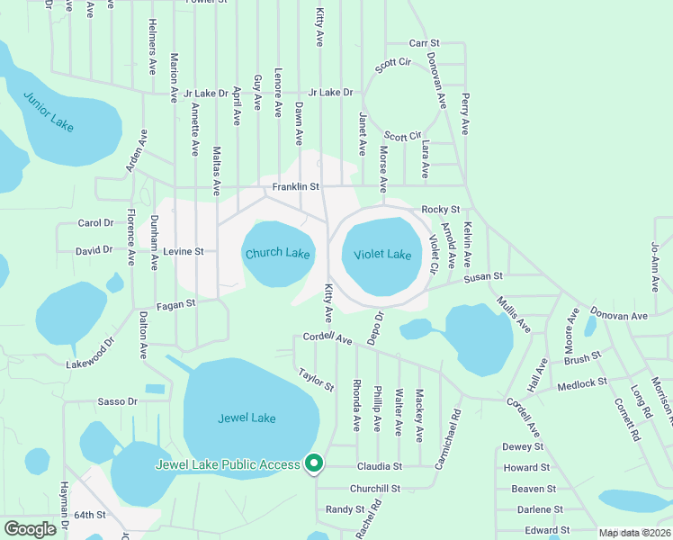map of restaurants, bars, coffee shops, grocery stores, and more near 192 Violet Circle in Interlachen