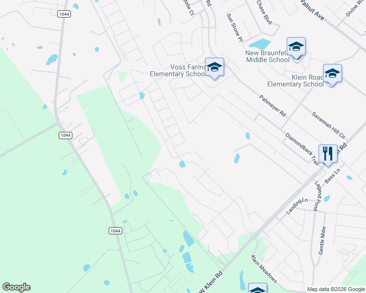 map of restaurants, bars, coffee shops, grocery stores, and more near 690 Michelson Lane in New Braunfels