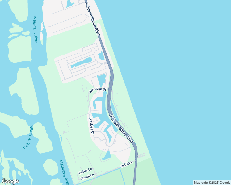map of restaurants, bars, coffee shops, grocery stores, and more near 110 Surfview Drive in Palm Coast