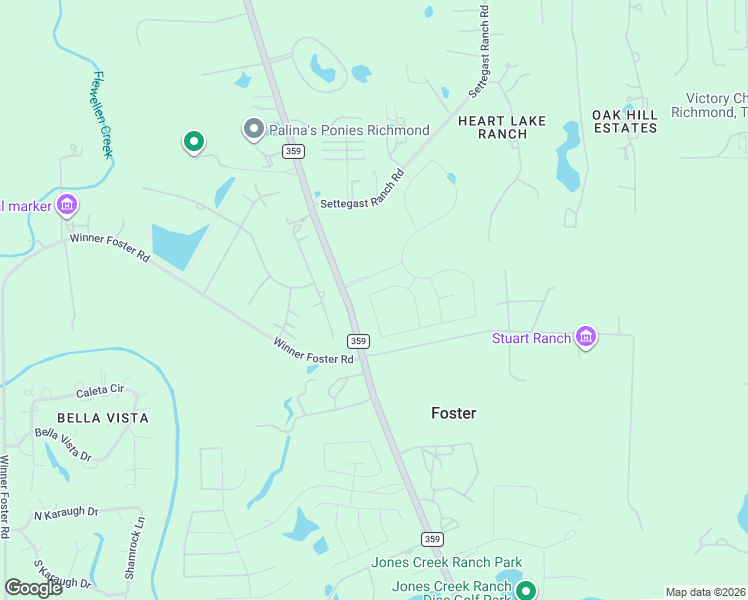 map of restaurants, bars, coffee shops, grocery stores, and more near 8400-8496 Farm to Market 359 in Richmond