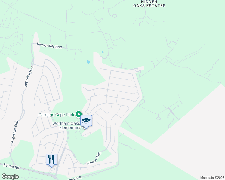 map of restaurants, bars, coffee shops, grocery stores, and more near 6027 Akin Quay in San Antonio