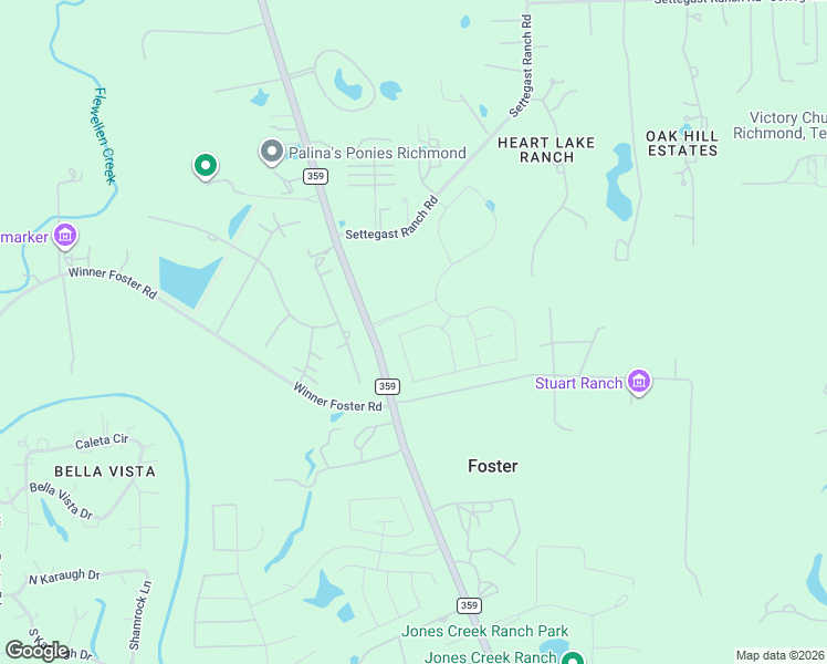map of restaurants, bars, coffee shops, grocery stores, and more near 8614 Farm to Market 359 in Richmond