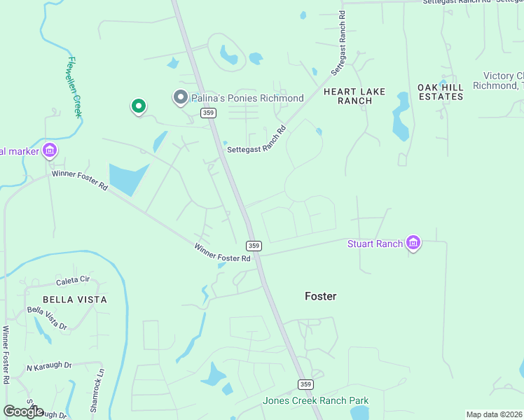 map of restaurants, bars, coffee shops, grocery stores, and more near 8614 Farm to Market 359 in Richmond