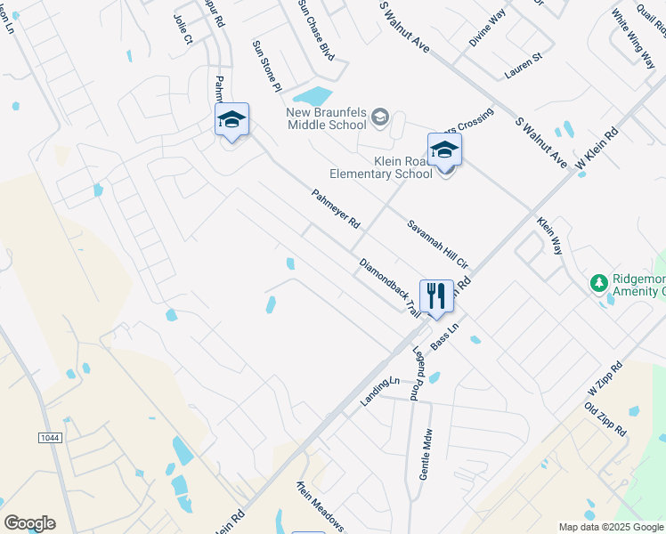 map of restaurants, bars, coffee shops, grocery stores, and more near 2582 Lonesome Creek Trail in New Braunfels