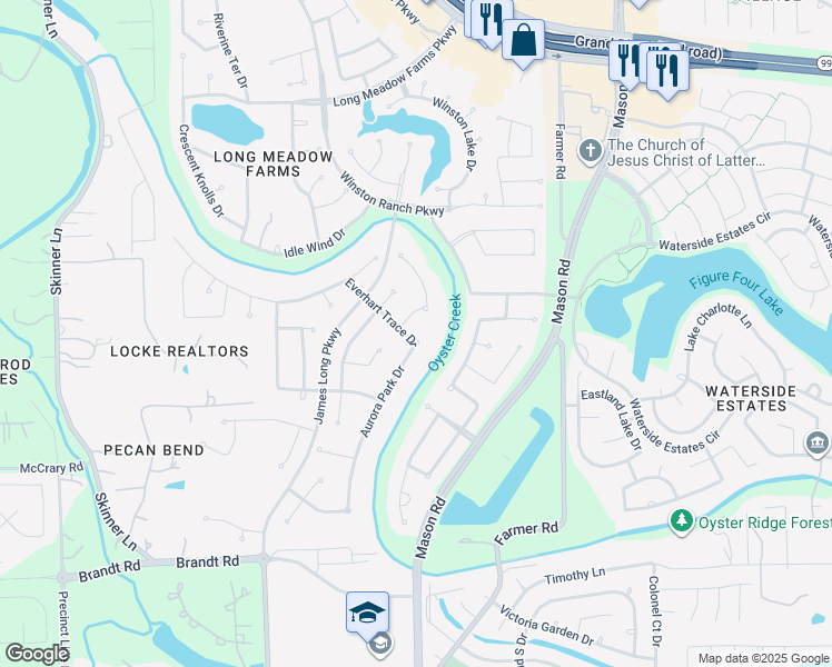 map of restaurants, bars, coffee shops, grocery stores, and more near 8711 Rosehedge Terrace Way in Richmond