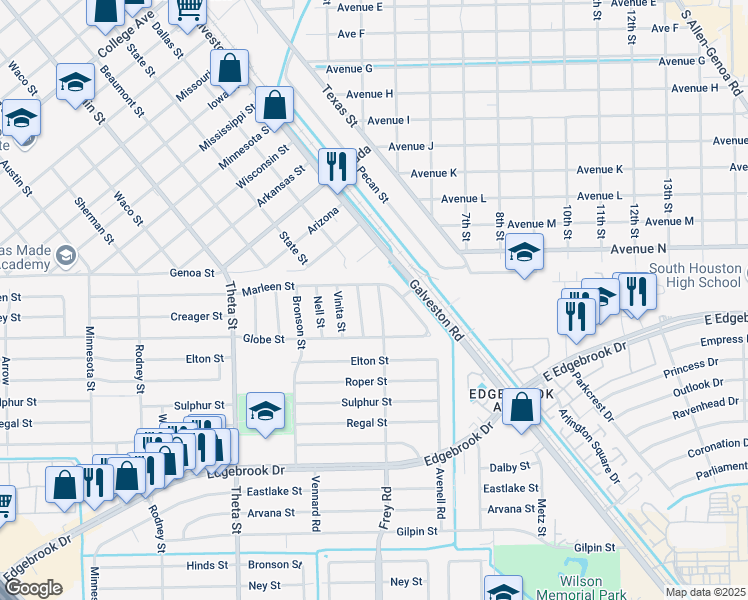 map of restaurants, bars, coffee shops, grocery stores, and more near 2111 Parakeet Street in Houston