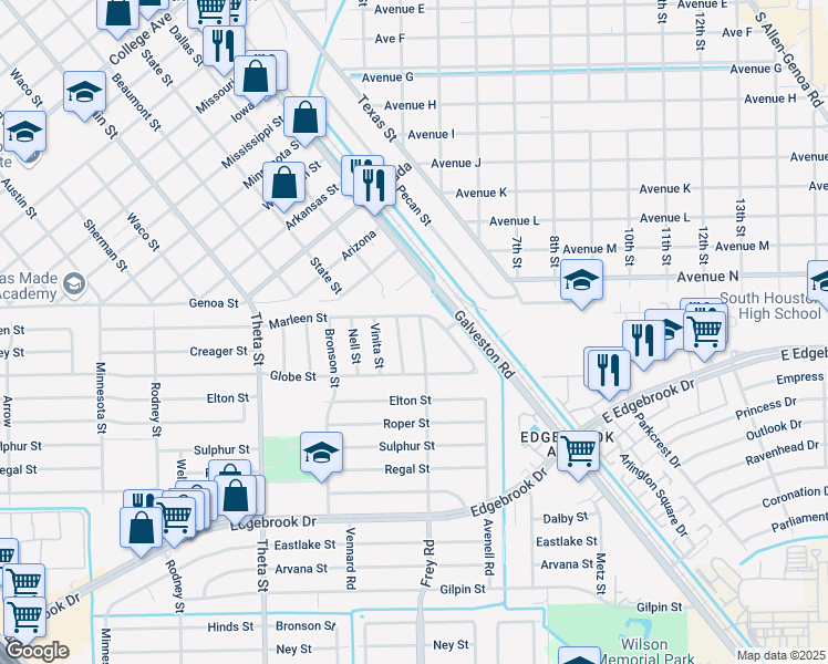 map of restaurants, bars, coffee shops, grocery stores, and more near 2111 Parakeet Street in Houston