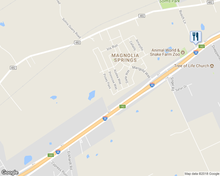 map of restaurants, bars, coffee shops, grocery stores, and more near 201 Posey Pass in New Braunfels