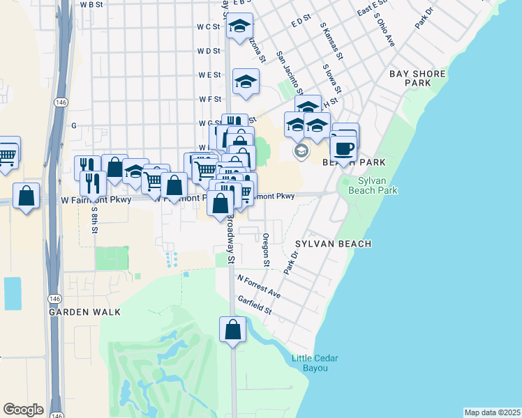 map of restaurants, bars, coffee shops, grocery stores, and more near 222 East Fairmont Parkway in La Porte