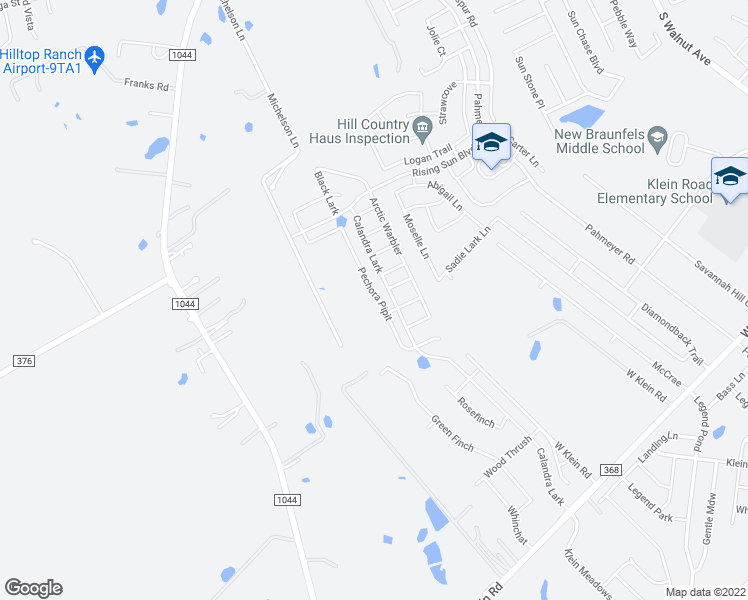 map of restaurants, bars, coffee shops, grocery stores, and more near 2514 Pechora Pipit in New Braunfels