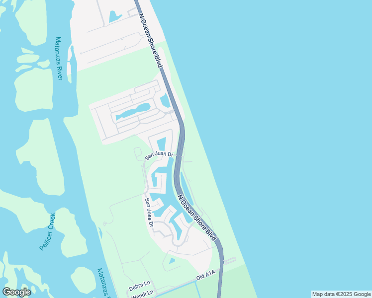 map of restaurants, bars, coffee shops, grocery stores, and more near 208 Surfview Lane in Palm Coast