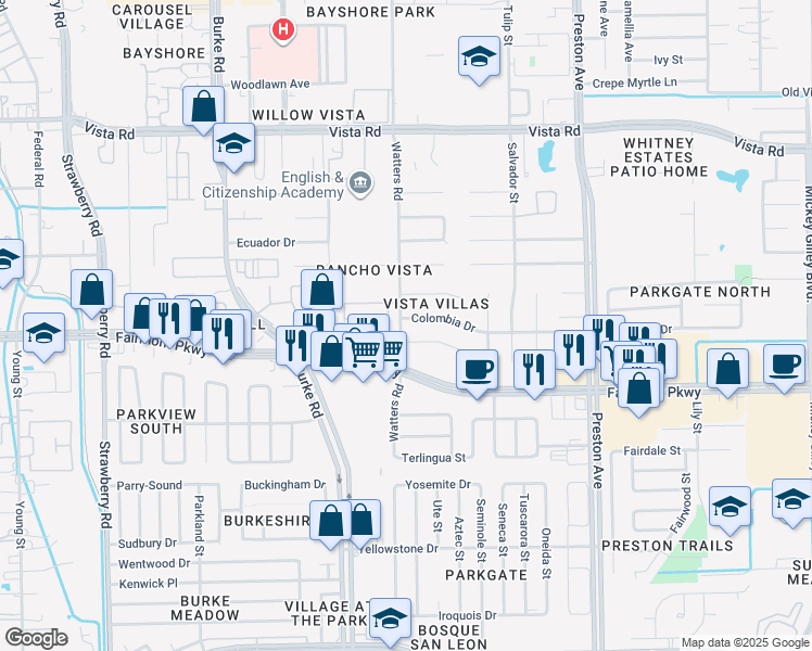map of restaurants, bars, coffee shops, grocery stores, and more near 4202 Colombia Dr in Pasadena