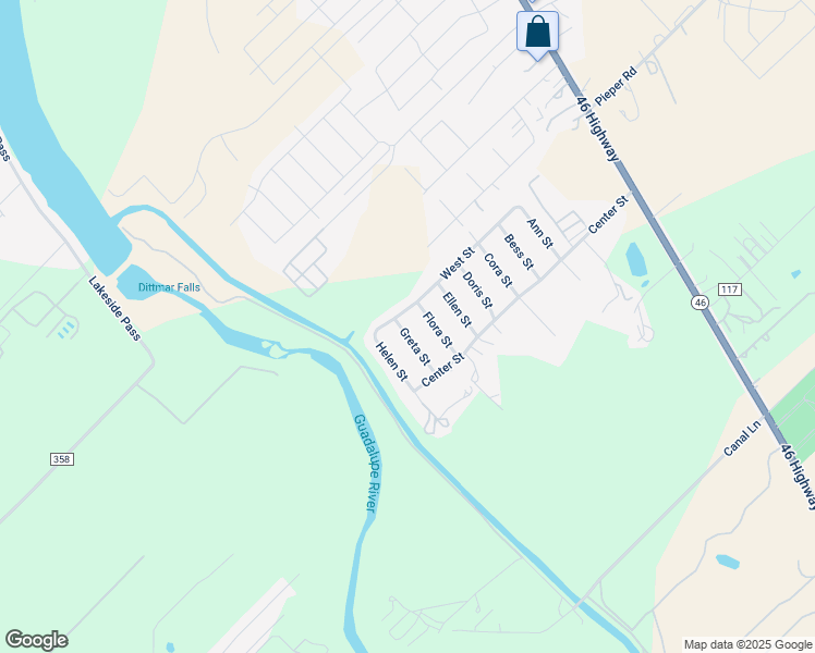 map of restaurants, bars, coffee shops, grocery stores, and more near 173 Greta Street in New Braunfels