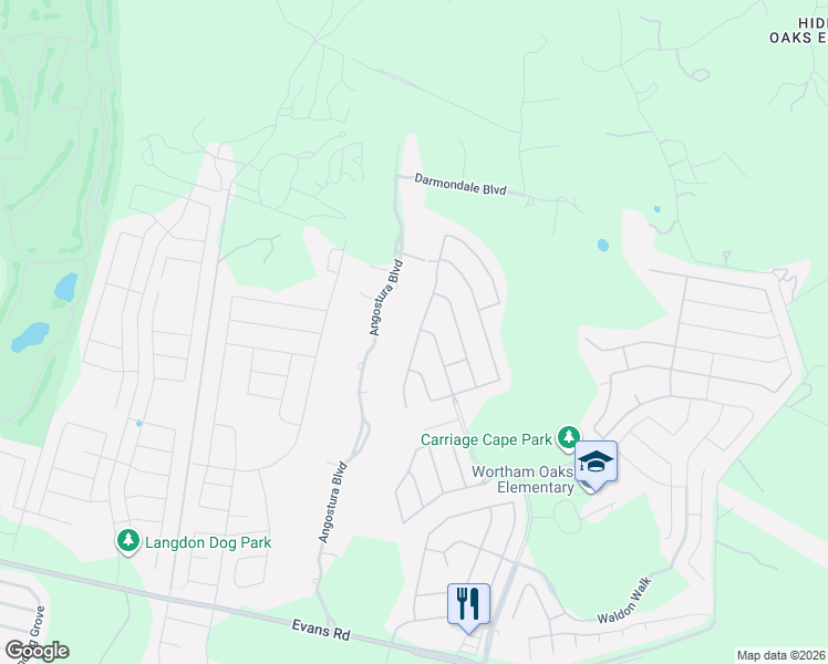 map of restaurants, bars, coffee shops, grocery stores, and more near 5303 Carriage Cape in San Antonio