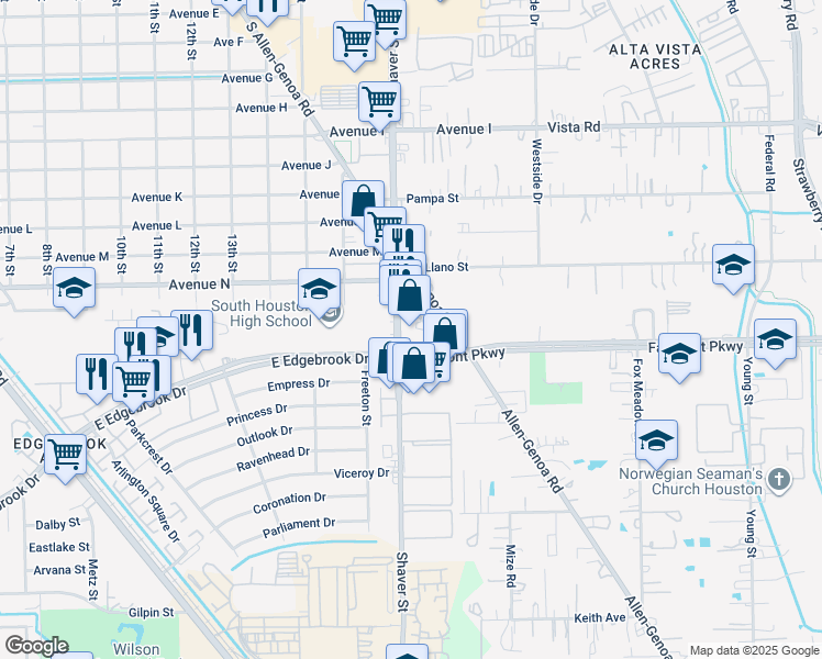 map of restaurants, bars, coffee shops, grocery stores, and more near 3823 Shaver Street in Pasadena