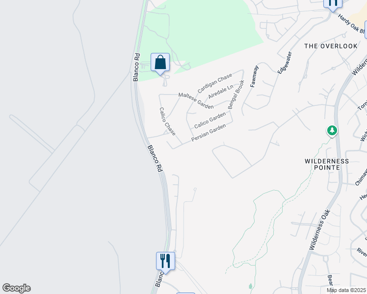 map of restaurants, bars, coffee shops, grocery stores, and more near 1102 Persian Garden in San Antonio