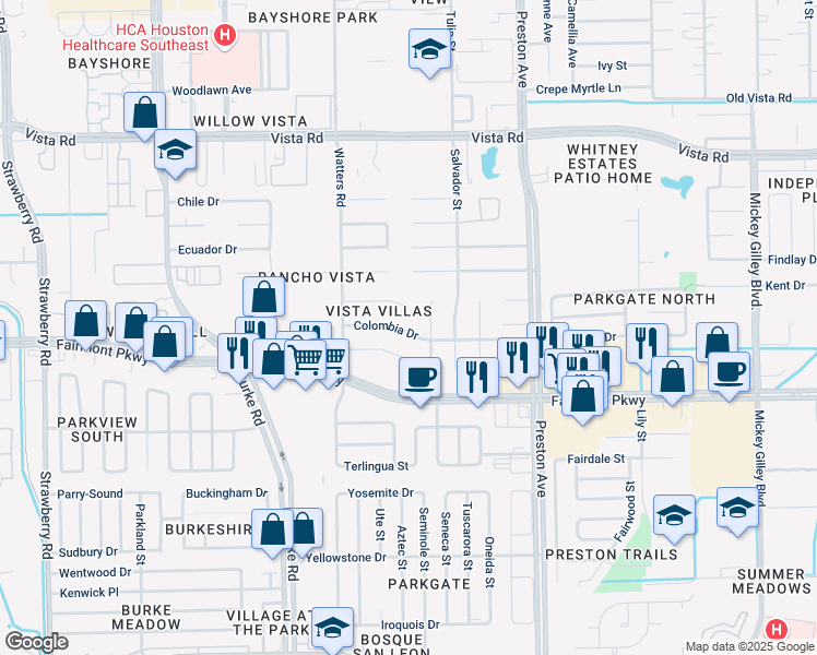 map of restaurants, bars, coffee shops, grocery stores, and more near 4319 Colombia Drive in Pasadena